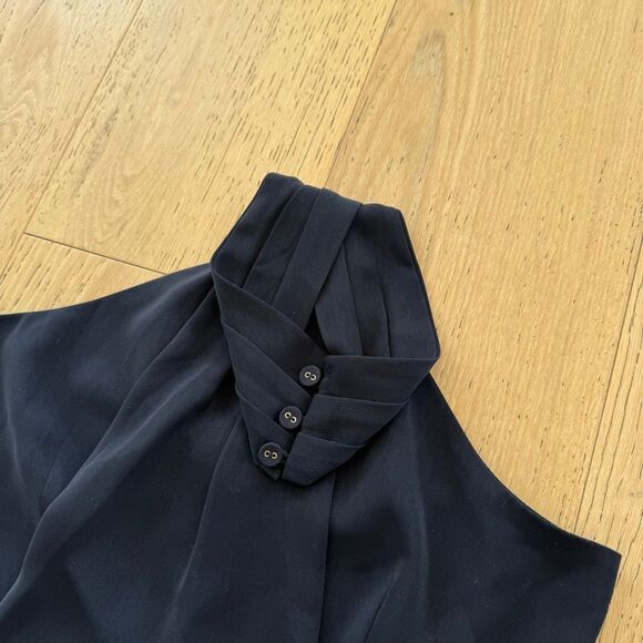 Shona Joy Core Knot Halter Neck Navy Blue Cocktail Midi Party Dress Size 6 Small - Picture 5 of 9